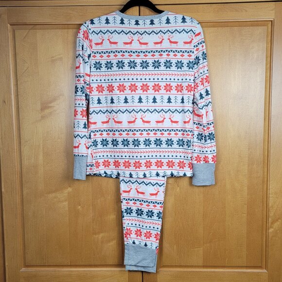 Women's 2 Pc Holiday Henley Pajama Sleep Jogger Set Reindeer Tree Star - M - Picture 3 of 9